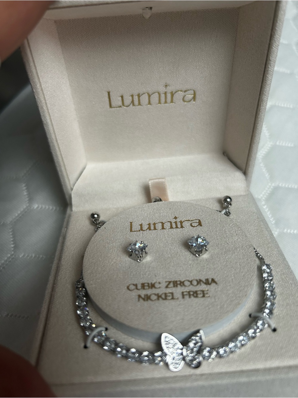 Silver Butterfly Cubic Zirconia Necklace in Silver